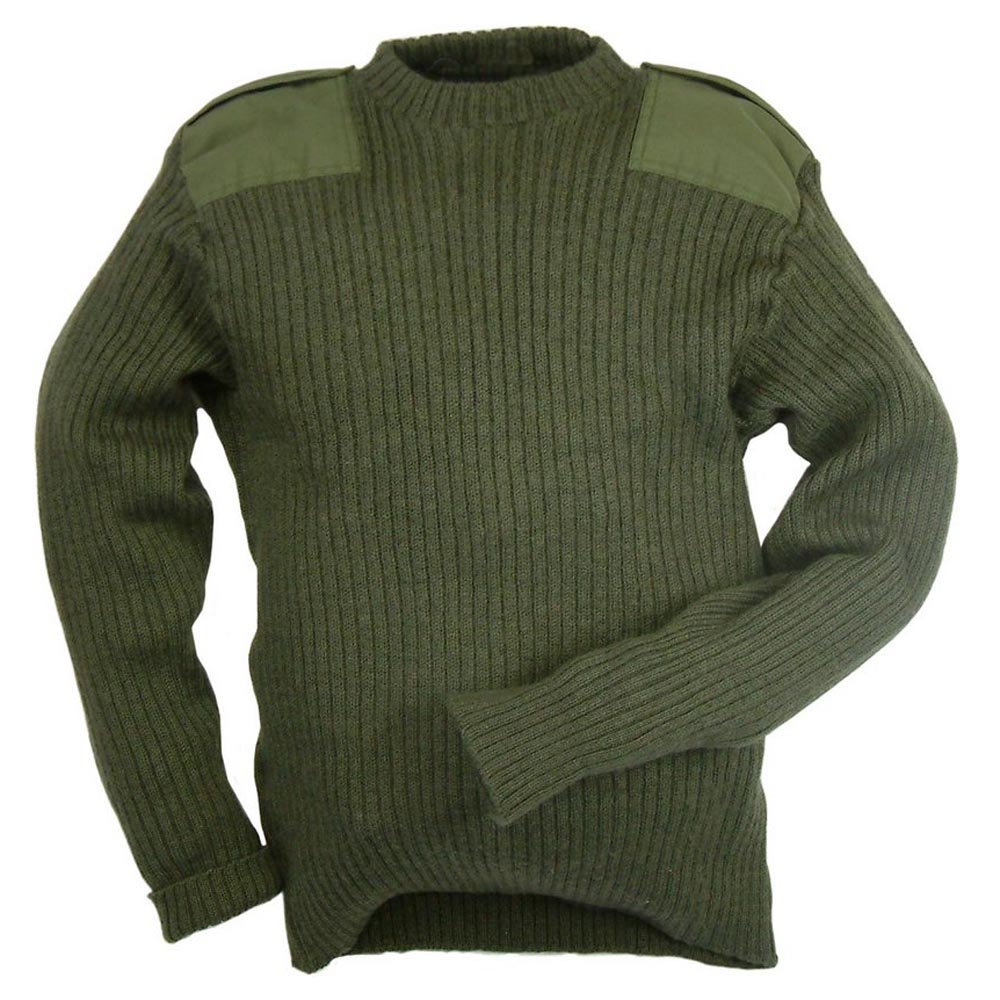 Wool Commando Crew Neck Sweater - Green | Golden Plaza